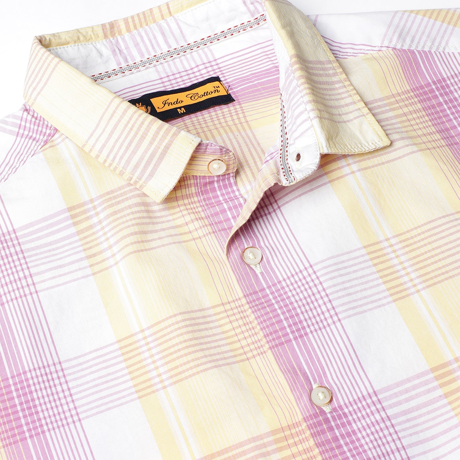 Purple & Yellow Half Sleeve Checkes Shirt