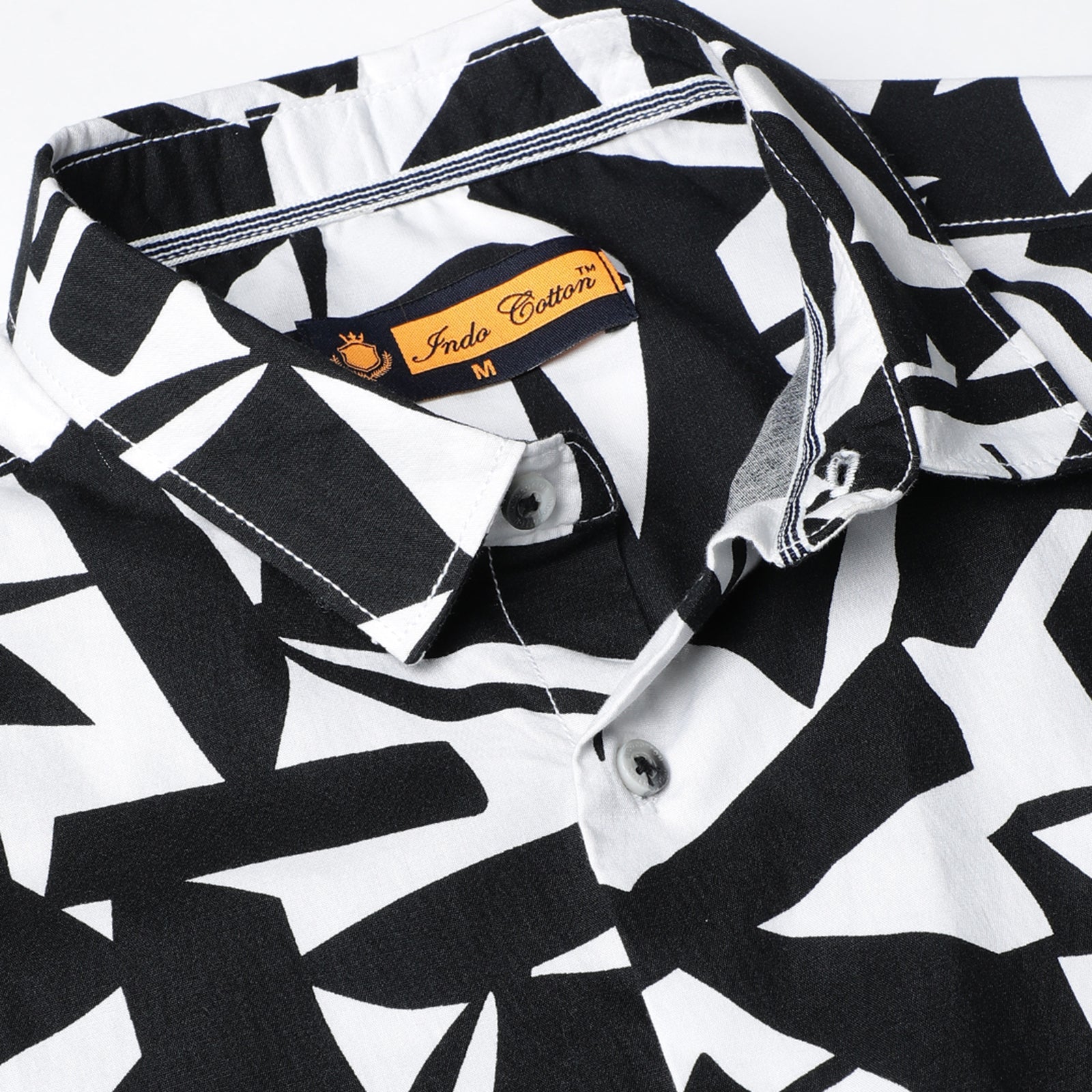 Black & White Geometrical Print Half Sleeve Shirt