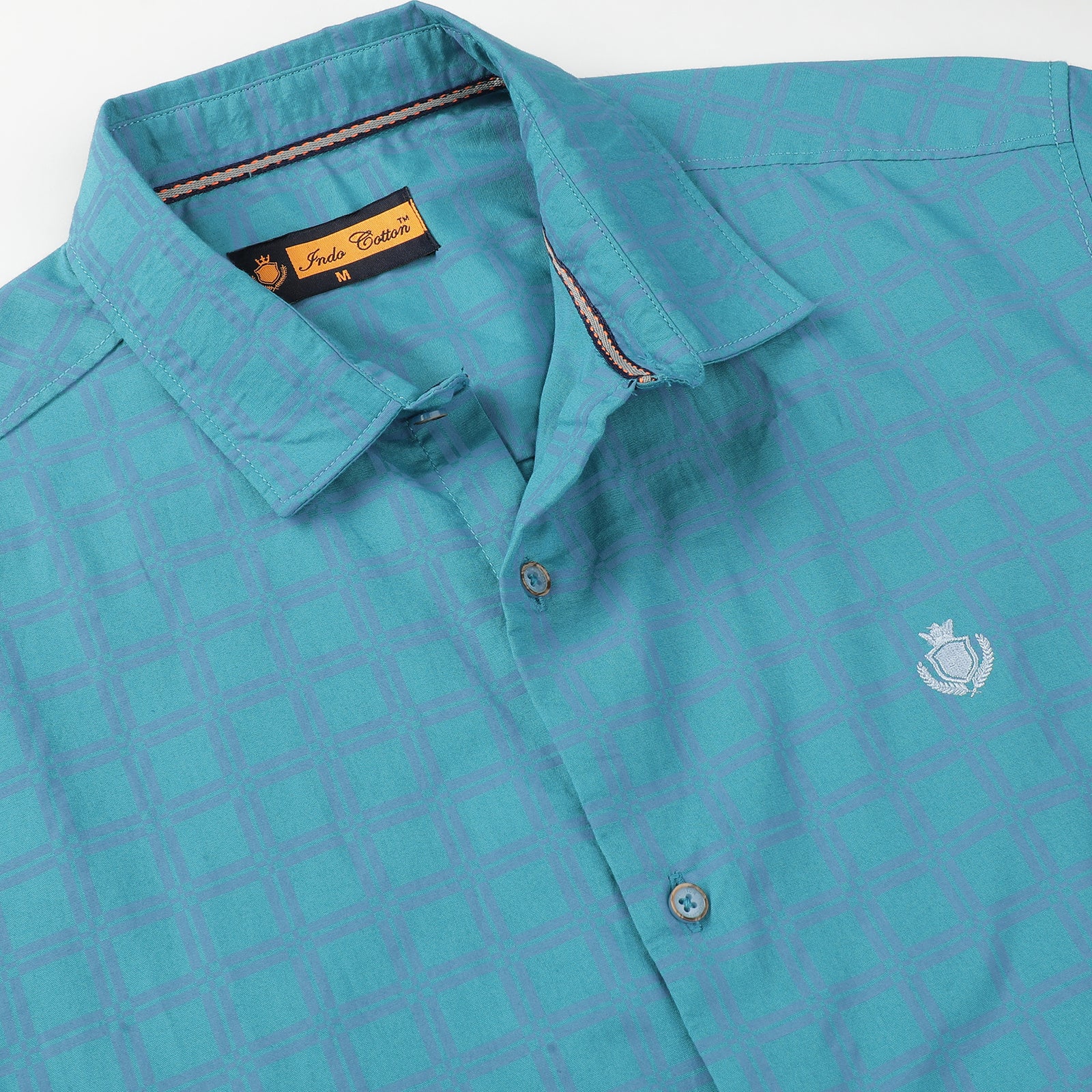 Men's Classic Short Sleeve Teal Button-Up Shirt