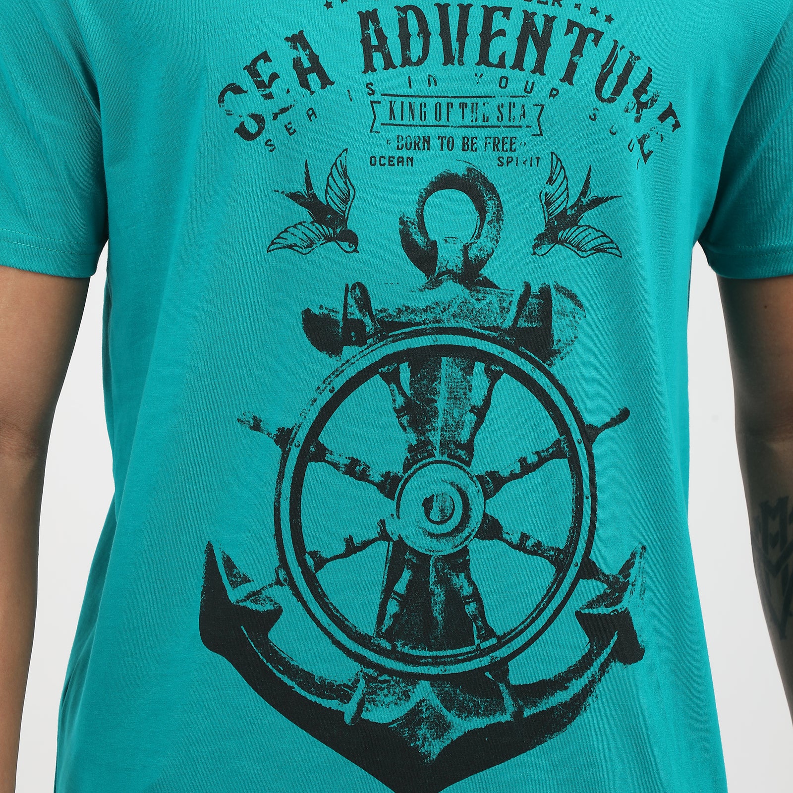 Blue Grass Sea Adventure Men's Graphic Printed Crew Neck t-Shirt