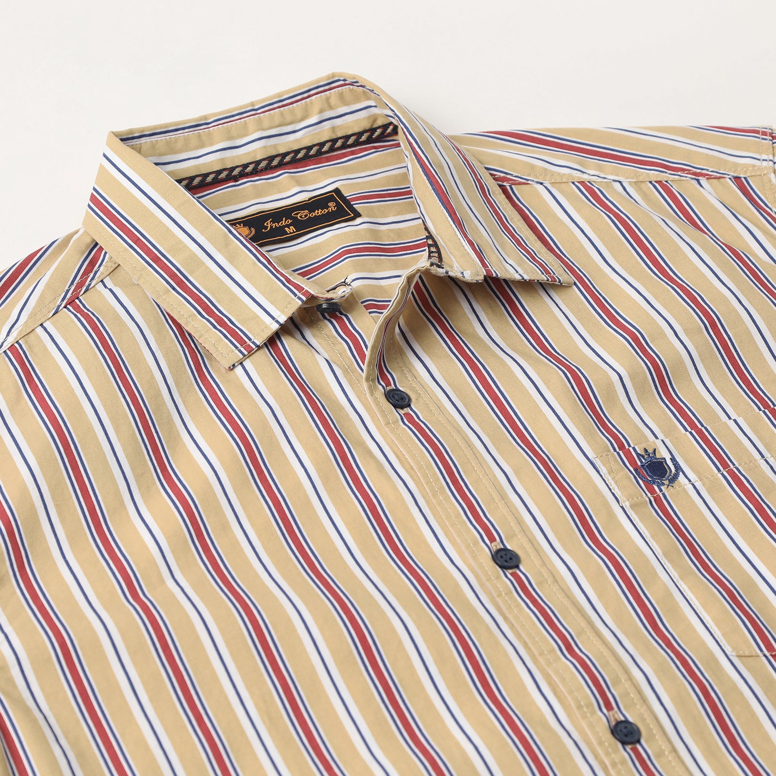 Yellow & Red Striped Full Sleeve Shirt