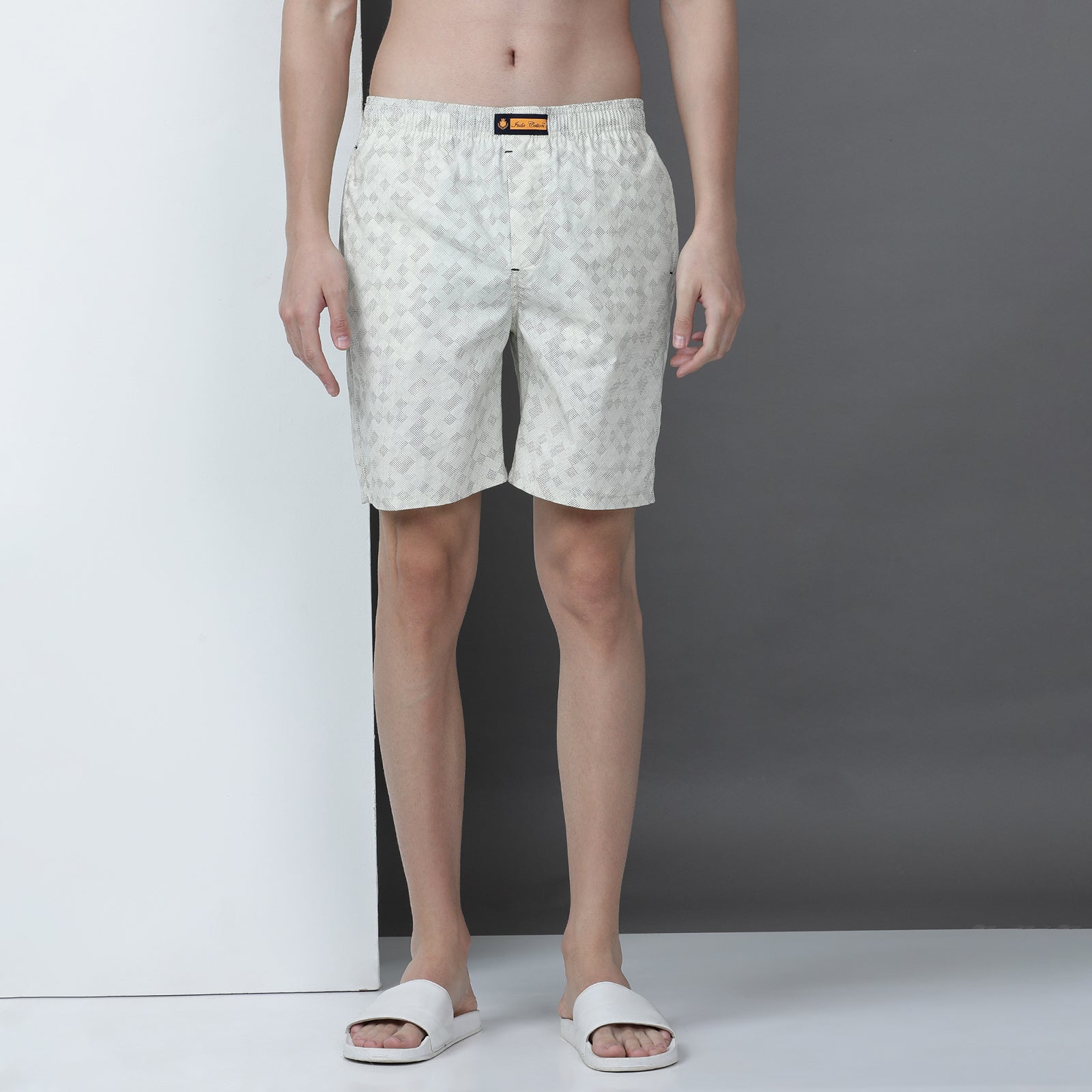 Cream Printed Men Boxer Set