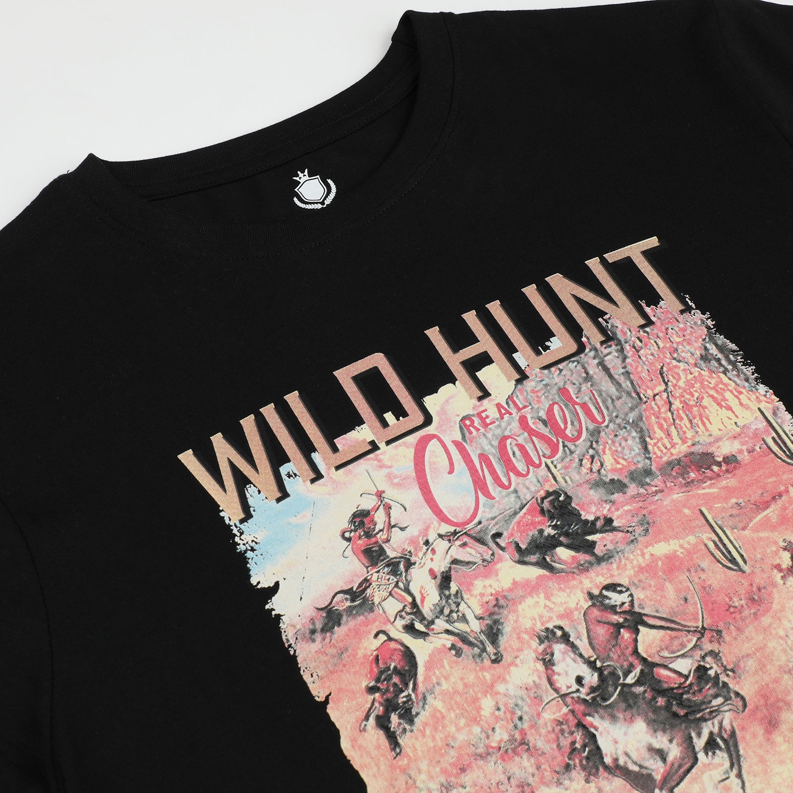 Jet-Black-Wild-Hunt-Chase-Graphic-Print-T-Shirt