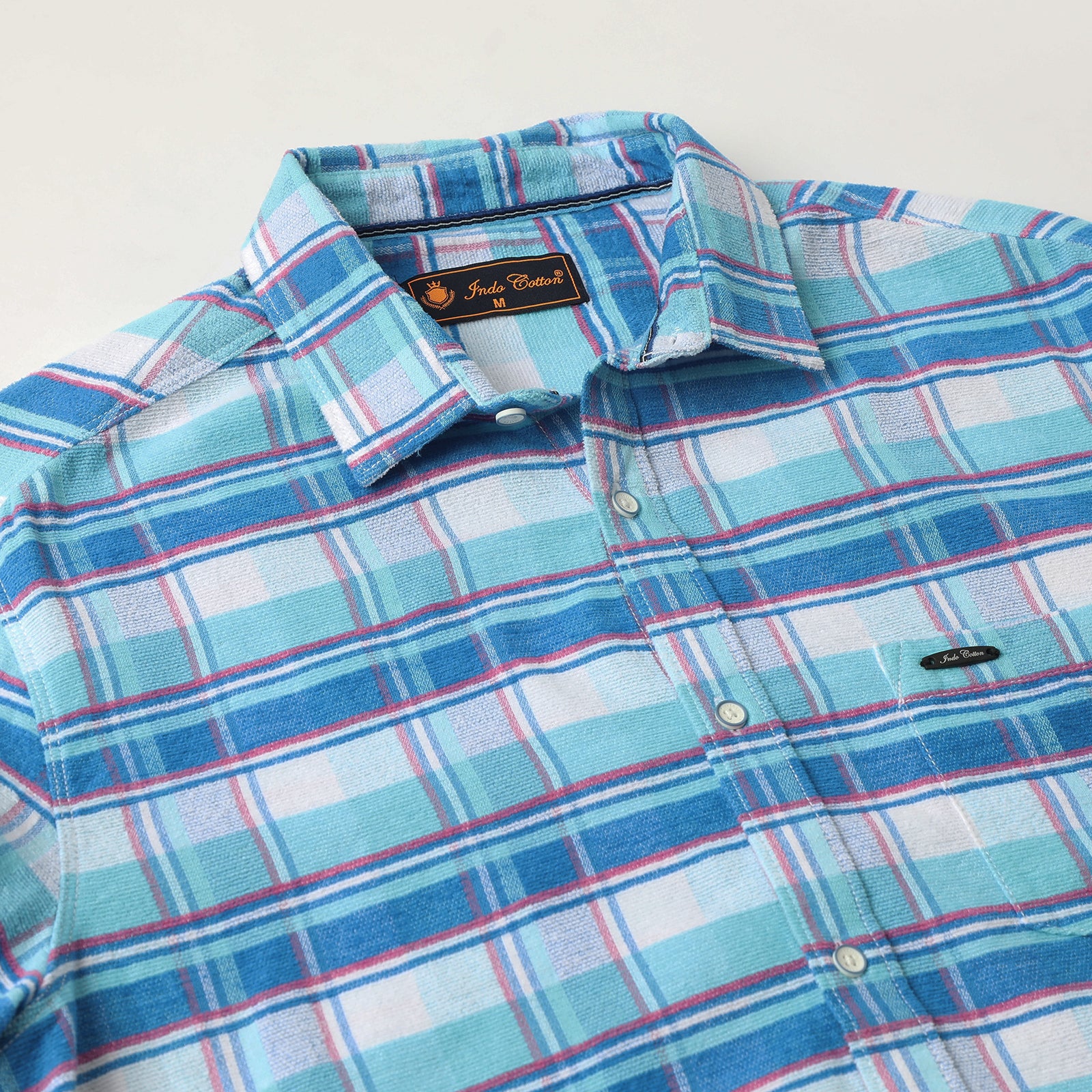 Aqua Blue And White Checks Full Sleeve Shirt