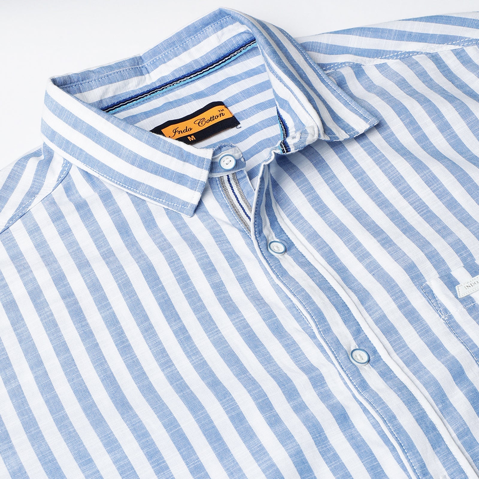 White & Navy Full Sleeve Stripes Shirt