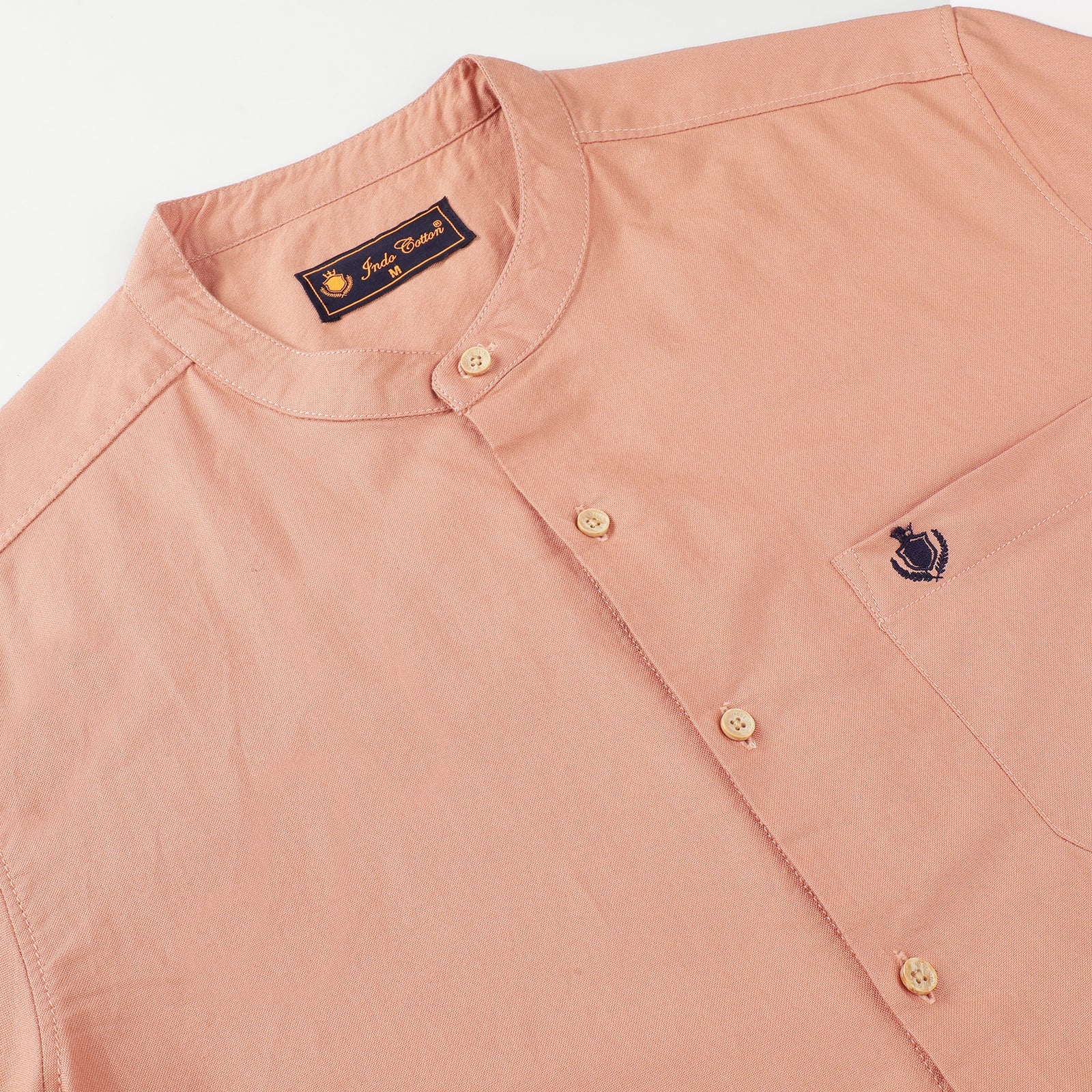 Clay Colored Mandarin Collar Full Sleeve Shirt