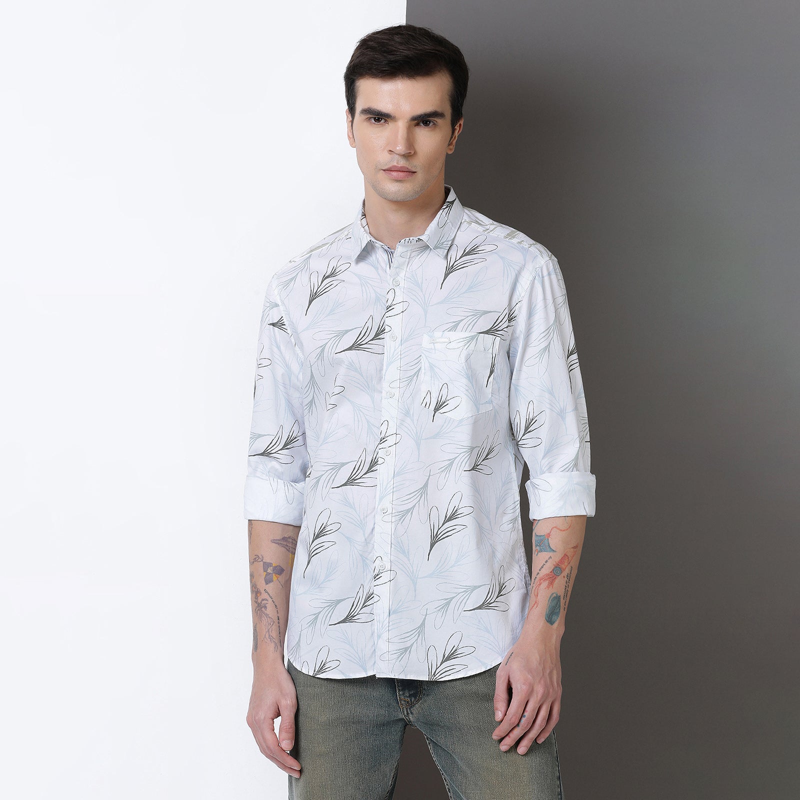 Cut & Sew Printed full sleeve shirt