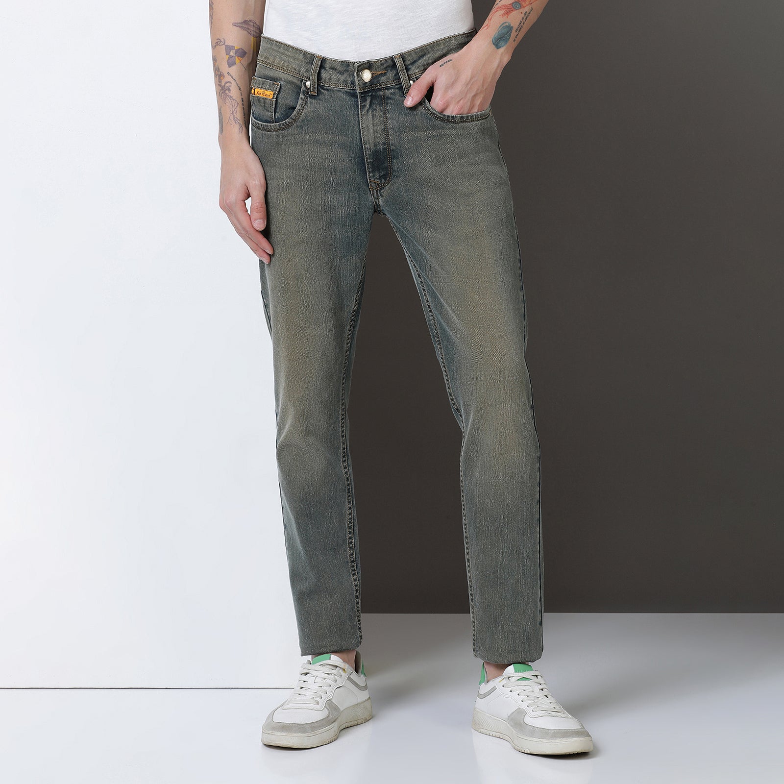 Heavy Dark Wash Navy Midrise Slim Fit Jeans