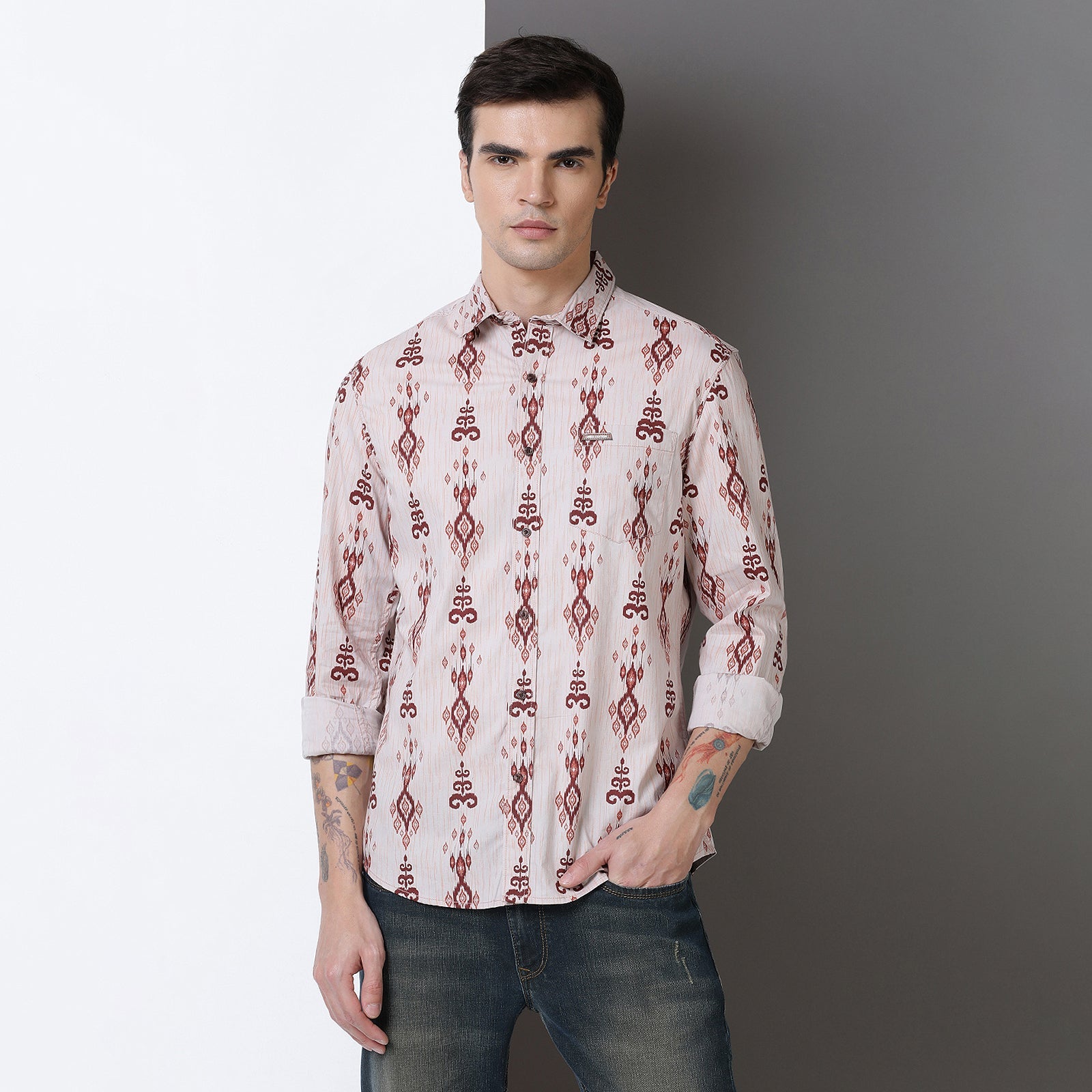 Cameo Rose Printed Full Sleeve Shirt