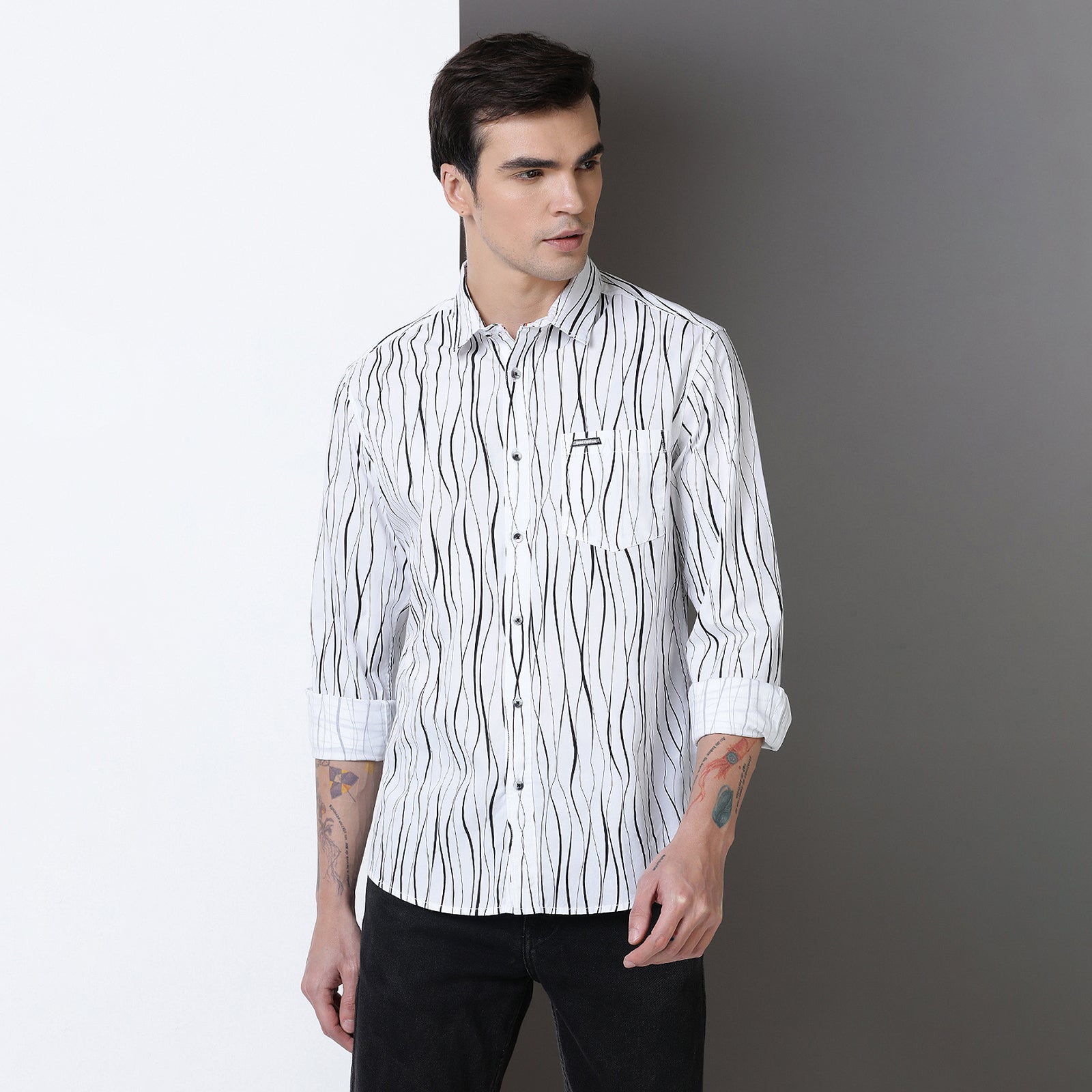 Black & White printed full sleeve shirt