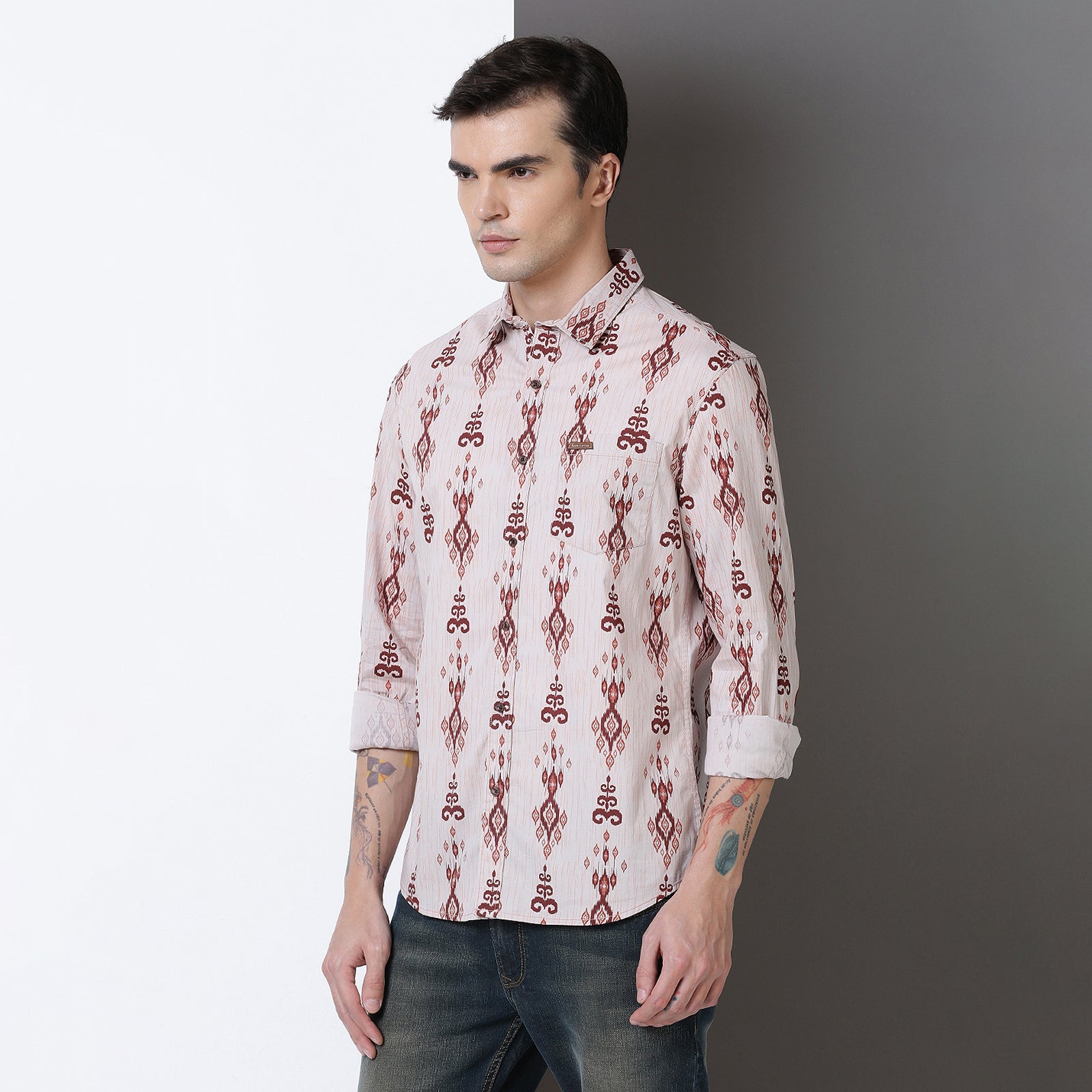 Cameo Rose Printed Full Sleeve Shirt