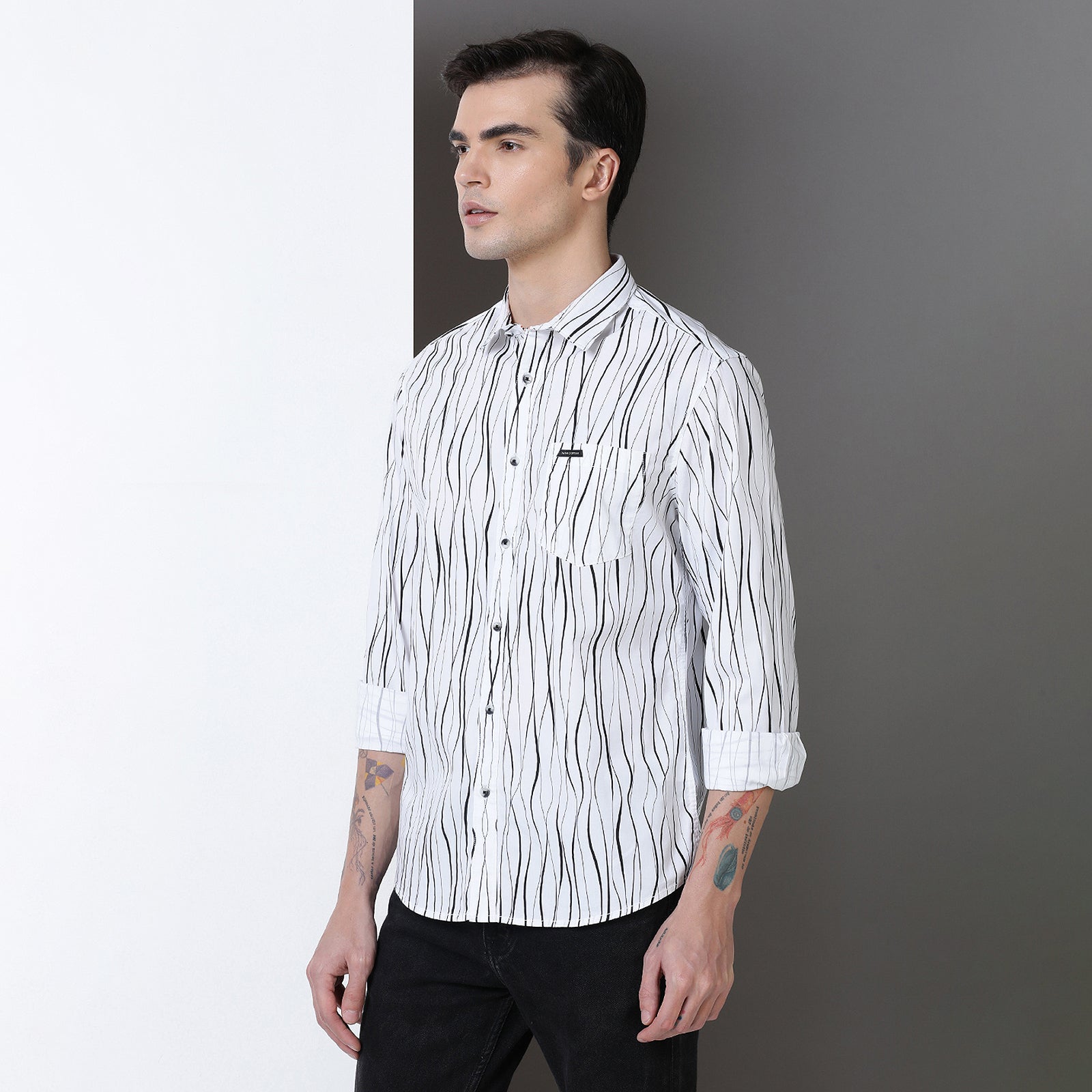 Black & White printed full sleeve shirt