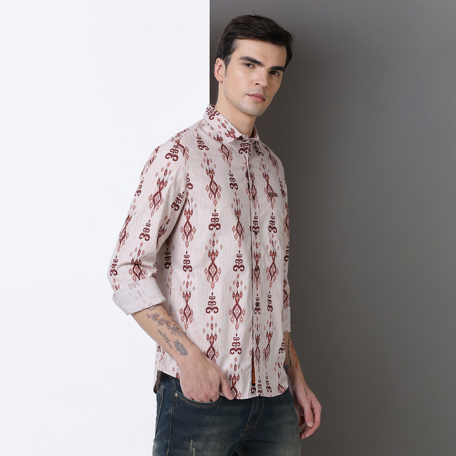 Cameo Rose Printed Full Sleeve Shirt