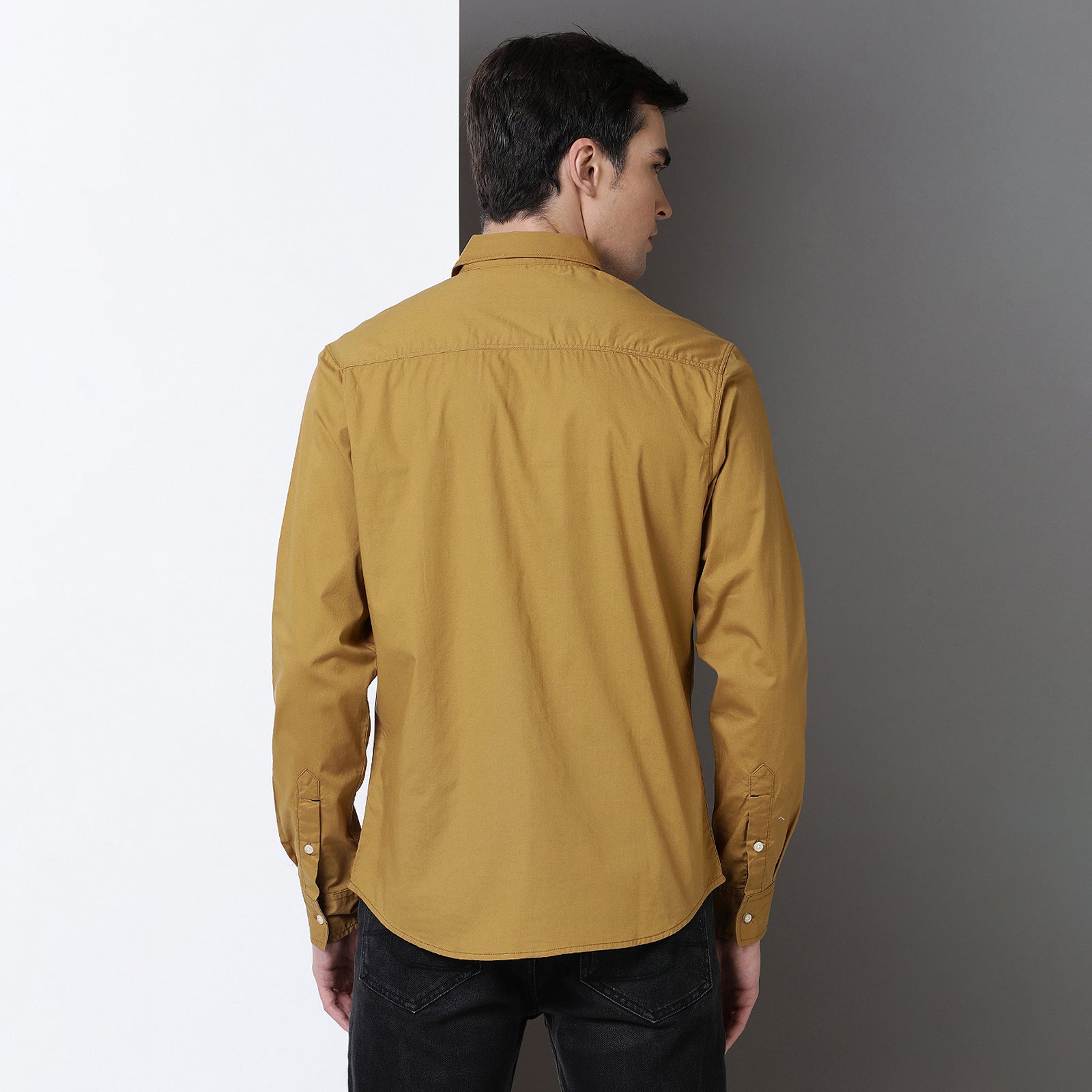 Mustard Solid Full Sleeve Shirt