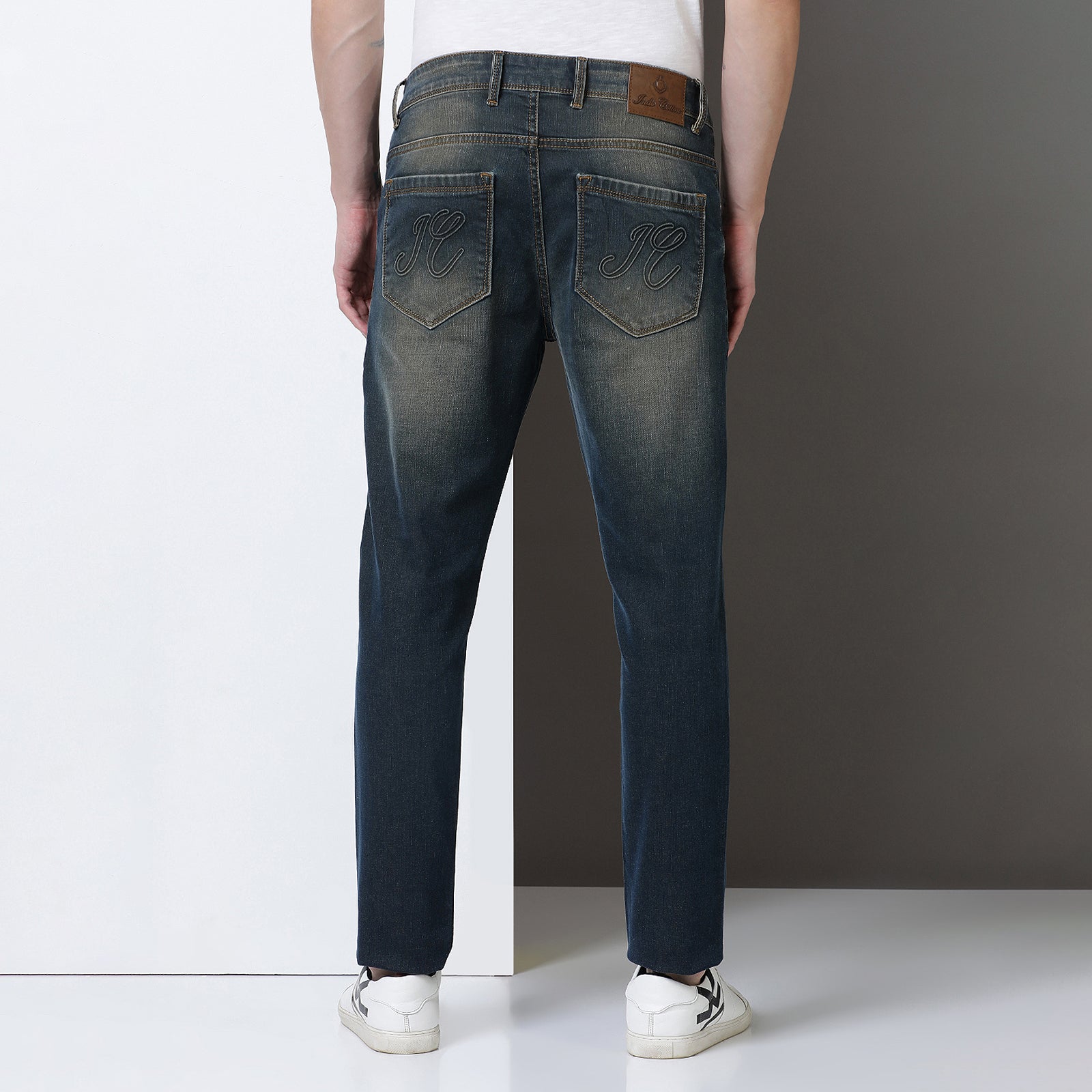 Medium Wash Navy Midrise Slim Fit Jeans