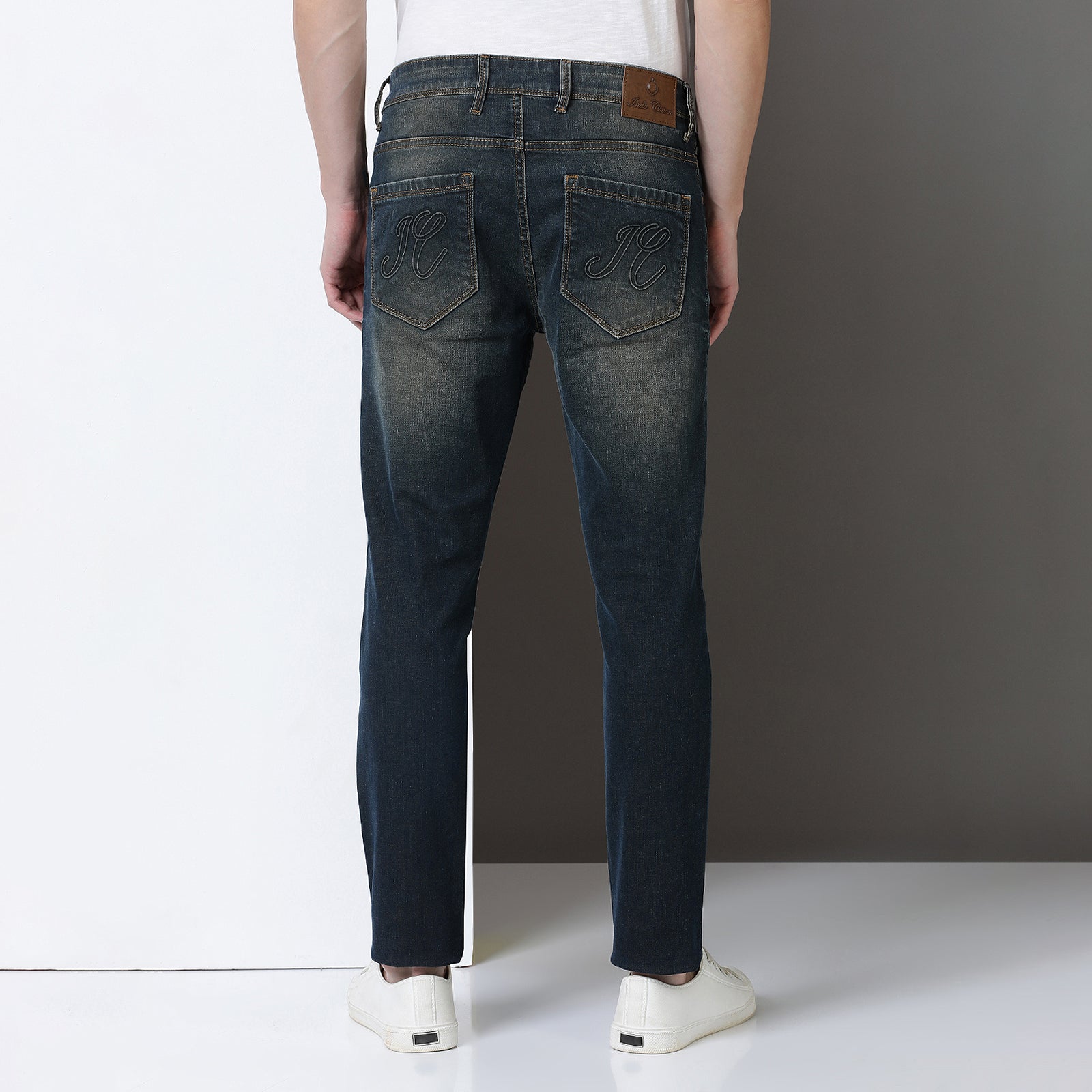 Light Wash Navy Midrise Slim Fit Jeans